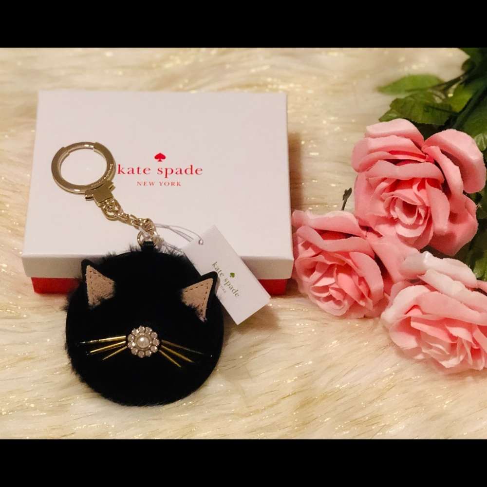 ♠️NWT! KSNY Black Cat Furry Key Fob Charm